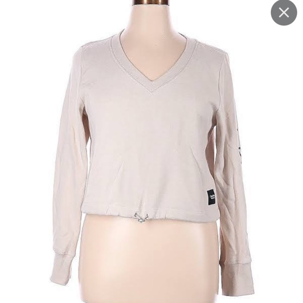 Calvin Klein Performance V-Neck Cropped Drawcord Logo Sweatshirt